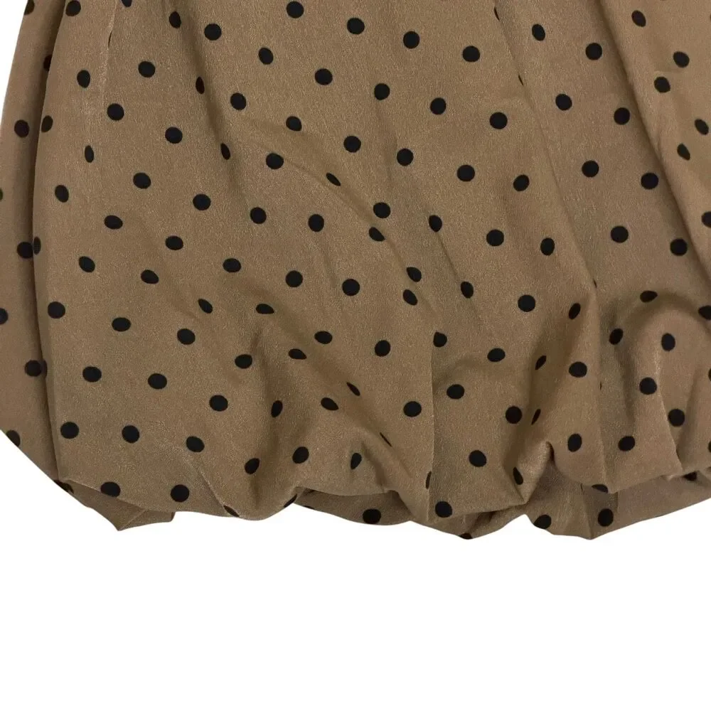 Pleated Bubble Dress Baby Toddler Girl Polka Dot Brown Black 2 3 Year
